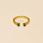 Simple and Chic Colour-Stone Gold Plated Ring