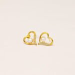 Heart Shaped Pearl & Diamond Earring