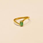 Delicate Green Colour Stone Gold Plated Ring