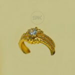 Contemporary Geometric Floral Gold Plated Ring