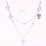 Statement Anklet with Leafy and Diamond Charms