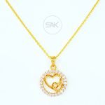 Attractive Round Diamond Necklace with Heart Accents