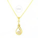 Musical Note Diamond Necklace with Floral Accent