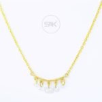 Heart and Crystals Gold Hanging Necklace for Elegance